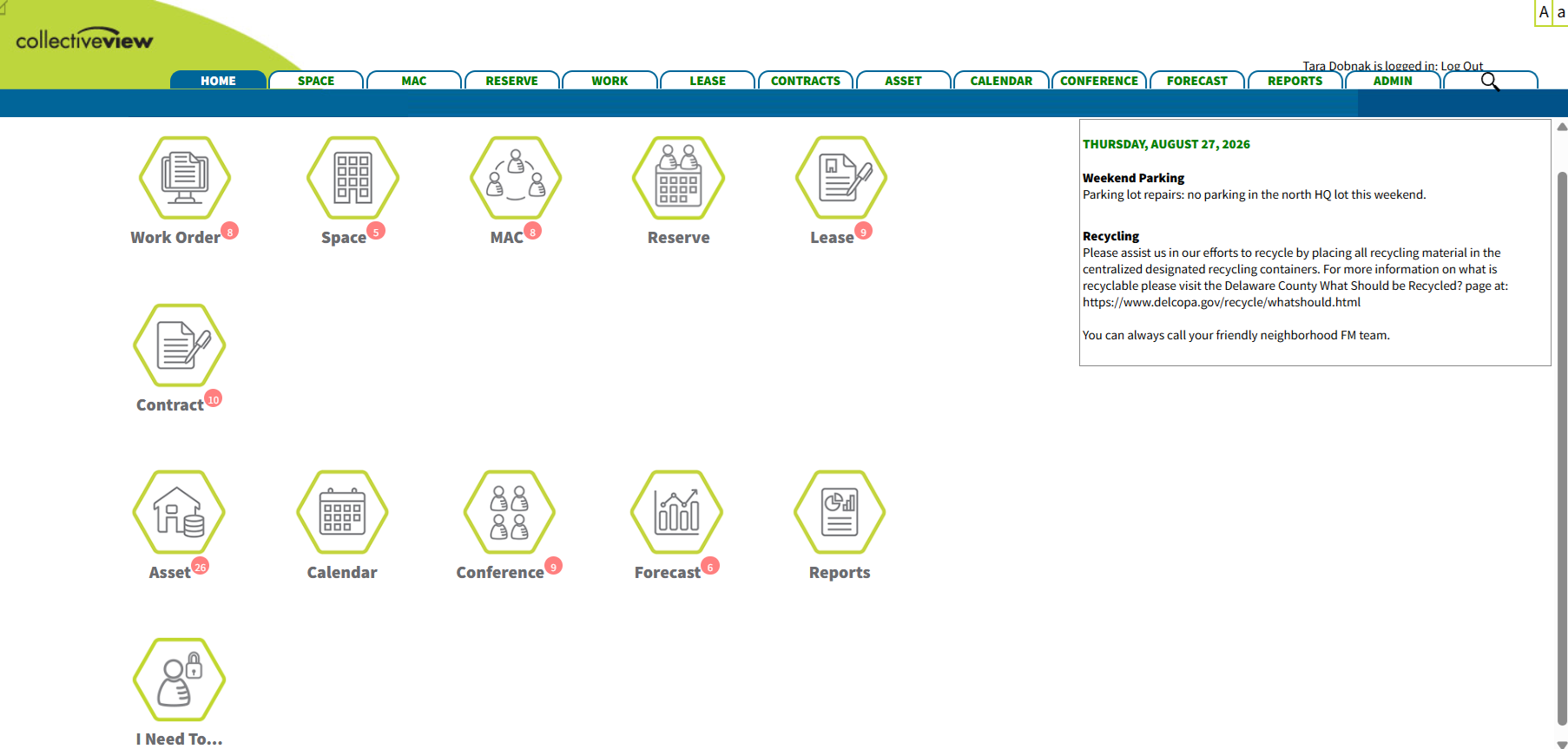 Collectiveview homepage dashboard